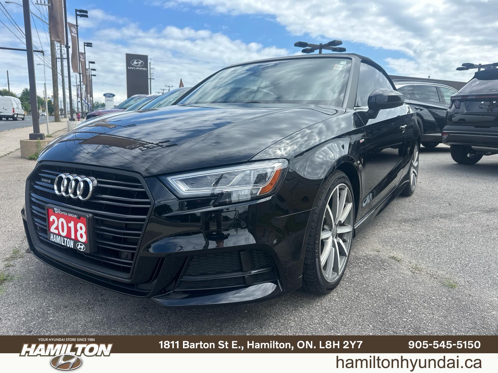 Black 2018 Audi A3 Convertible 6-Speed Automatic