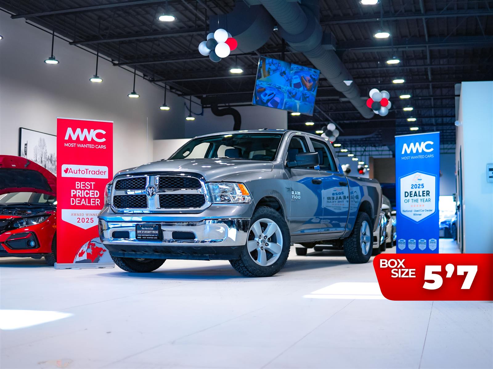Silver 2023 RAM 1500 Classic SLT Crew Cab 4WD Pickup Truck Four-Wheel Drive Automatic